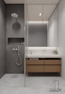 Wide Grey & Sand in bathroom